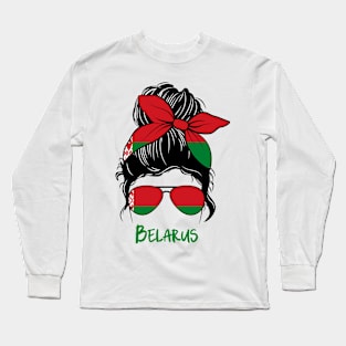 Belarus girl, Proud Flag, Belarus gift heritage, Belarusian girlfriend Long Sleeve T-Shirt